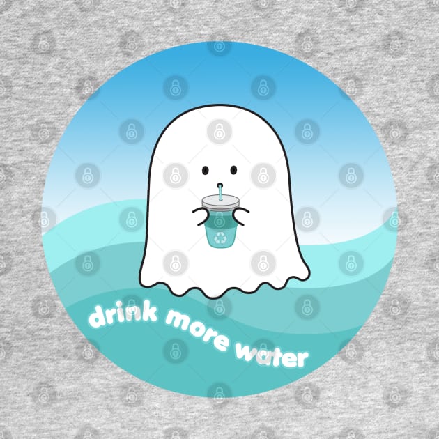 Gordie the Ghost (drink more water) | by queenie's cards by queenie's cards